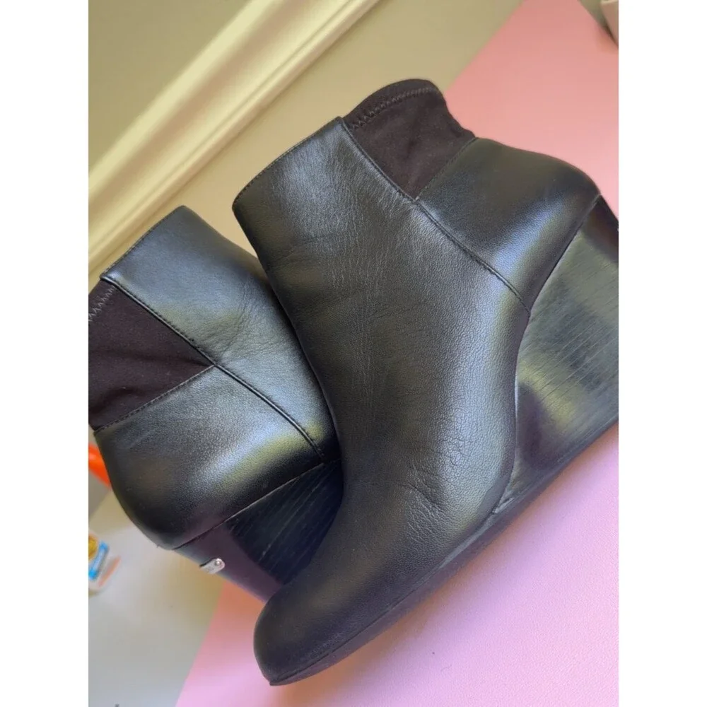 MICHAEL Michael Kors Black Leather Ankle Booties with Side Zip